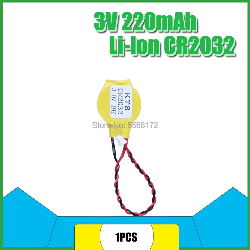 

3V Original lithium battery KTS CR2032 CR2032W for Computer motherboard Laptop battery with cable Made in Japan