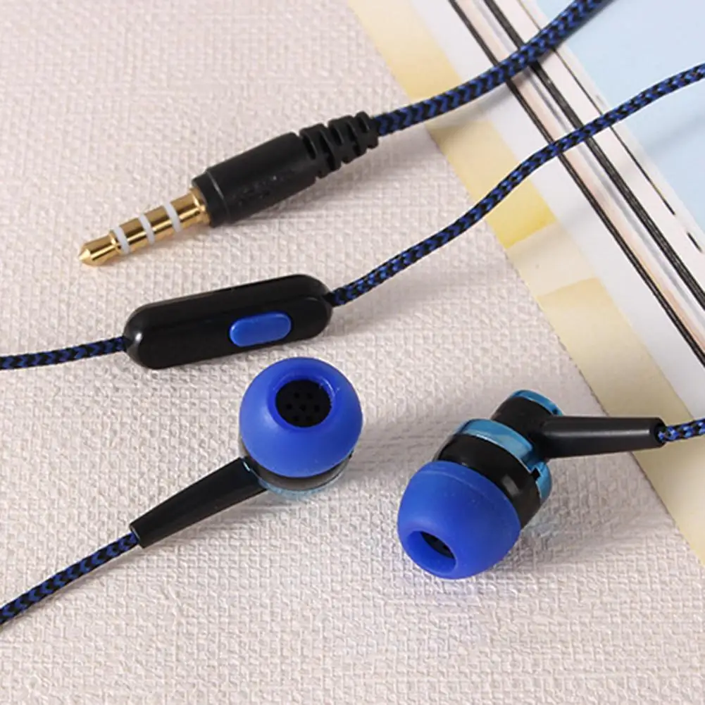 

3.5mm Braided Cable Wired Stereo Deep Bass Earphone In-ear Headset with Mic