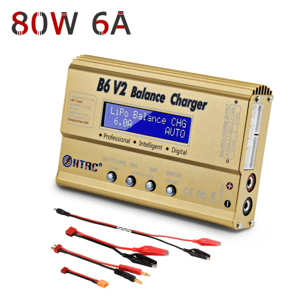 HTRC B6 V2 80 W Липо Батарея Зарядное устройство светодиодный баланс Dis Зарядное устройство 6A DC11-18V для LiPo литий-ионный LiFe NiCd NiMH LiHV PB Smart Батарея