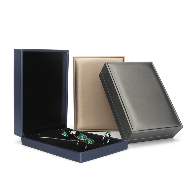 Luxury Female Jewelry Display Packaging Storage Box Pu Leather 3 Colors Wedding Ring Necklace Jewellery Suits For Birthday Gifts