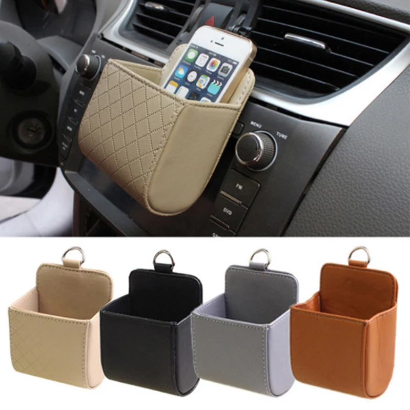 

Car Storage Bag Air Vent Dashboard Tidy Hanging Leather Organizer Box Glasses Phone Holder Storage Box Car Accessories