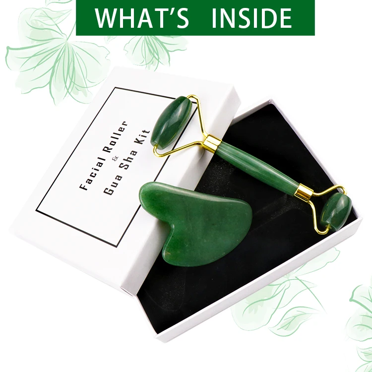 100% натуральный нефритовый валик для ухода за кожей лица и гуа Ша массаж набор