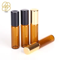 5pcset 5ml brown rollerball bottleessential oil bottlesteel ball rollerbrown glass bottle easy to carry and travel
