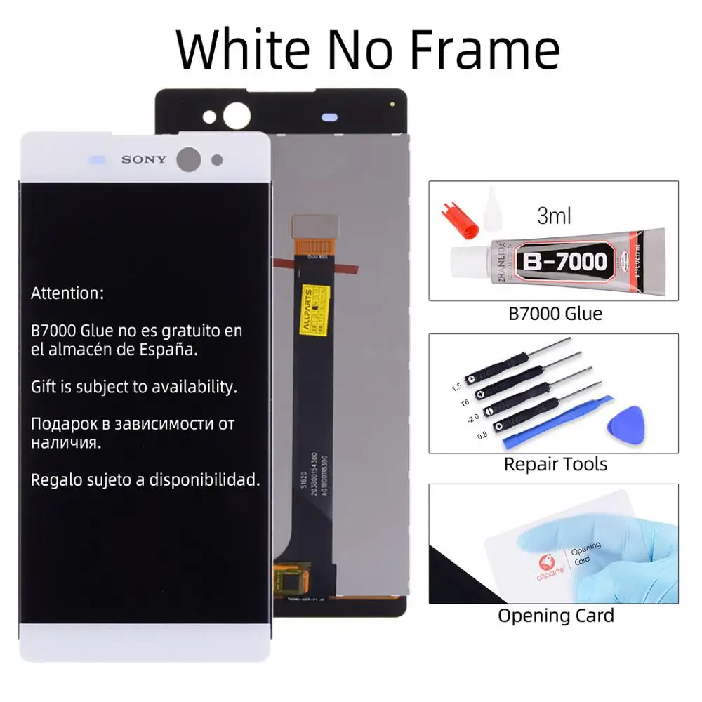 Дисплей для SONY Xperia XA Ultra LCD F3211 F3212 в сборе с тачскрином на рамке черный белый золотой - Цвет: No Frame White