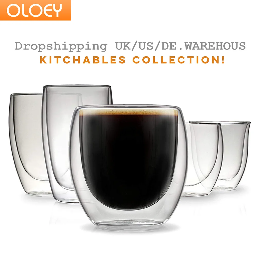 Новый 1/4/6 шт двойной настенный стеклянный стакан для кофе эспрессо 80 мл/250 мл/350