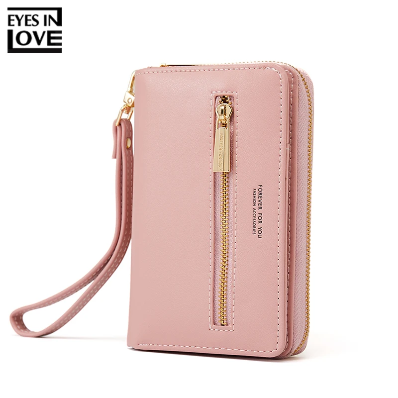 Короткий клатч на ремешке для женщин бумажники молнии с несколькими отделениями