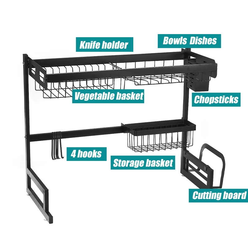 

Multi-use Stainless Steel Dishes Rack Sink Drain Rack Adjustable Kitchen Organizer Rack Dish Shelf Sink Drying Rack