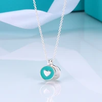 925 classic fashion heart shaped enamel double round necklace ladies necklace jewelry holiday gift