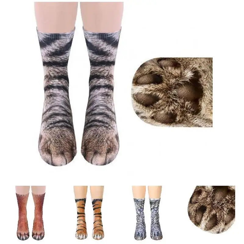 

1 Pair 3D Adult Animal Paw Crew Socks Women Men Unisex Funny Printed Socks LL@17
