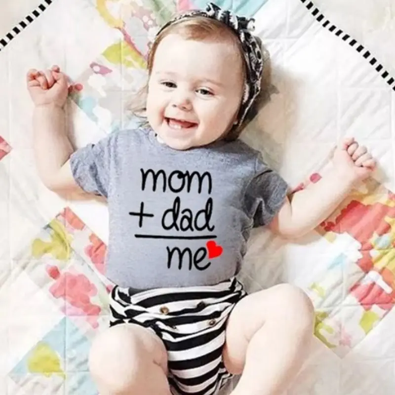 Забавный костюм с короткими рукавами и надписью Мама папа я для малышей мягкий