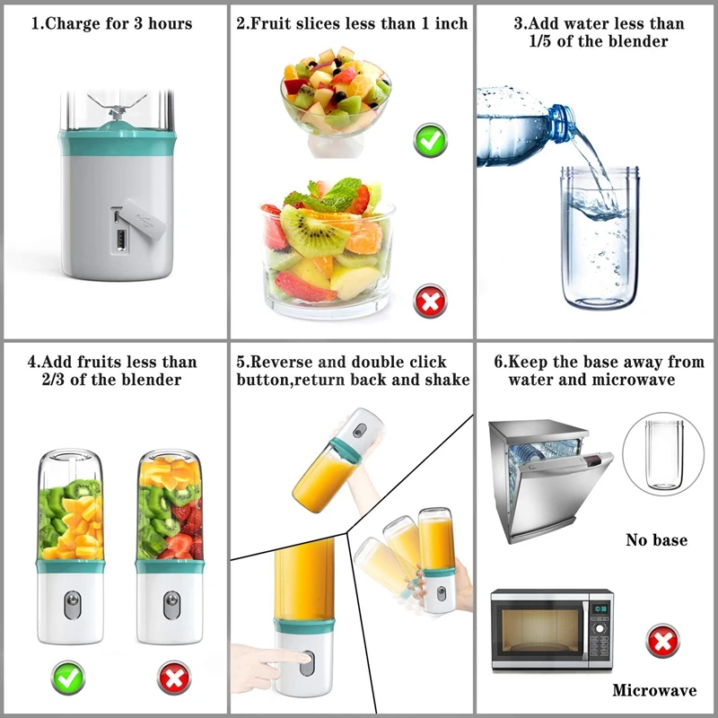 

Portable Blender USB Personal Smoothie Blender On-The-Go/Travel,