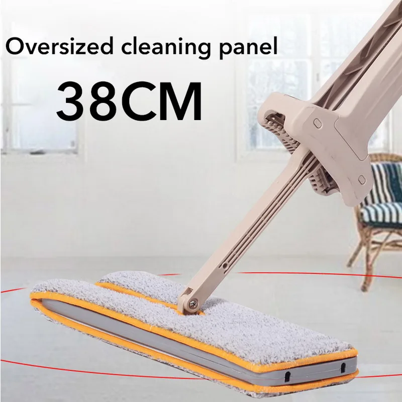 Удобная самовсасывающая двухсторонняя плоская швабра с телескопической ручкой