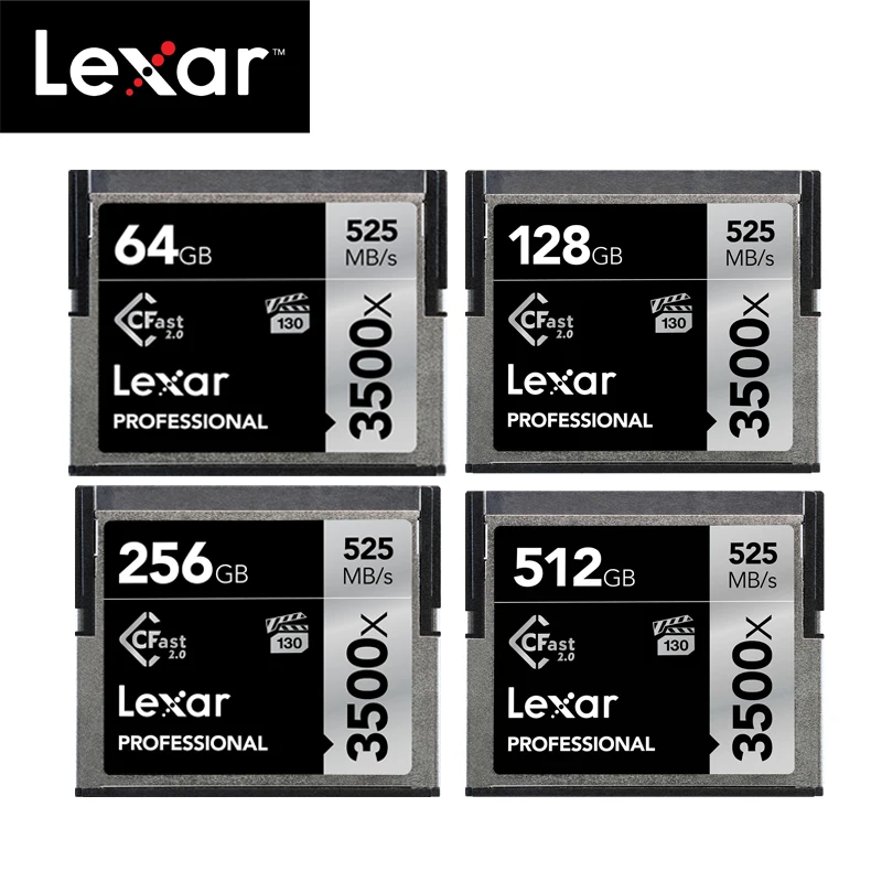 Оригинальная карта памяти Lexar Cfast2.0 128 ГБ 3500X UP 525 МБ/с. 64 256 для профессиональной