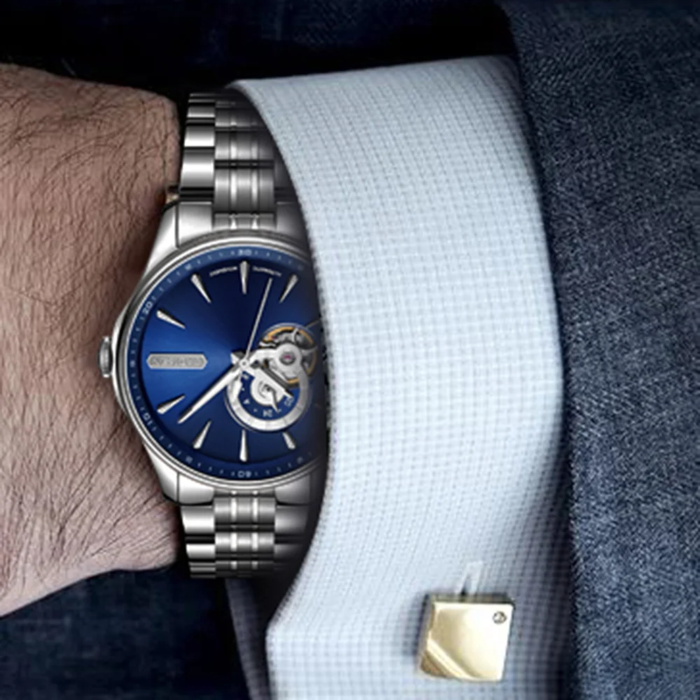 Часы-скелетоны мужские механические автоматические водонепроницаемые |