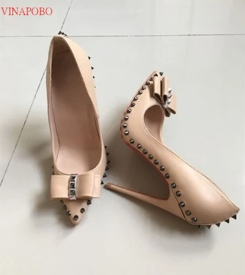 10cm Размеры 35-45, пикантные классические женские туфли-лодочки с острым носком и бантиком женские туфли под вечернее платье туфли на высоком каблуке-шпильке для вечеринок - Цвет: 10cm
