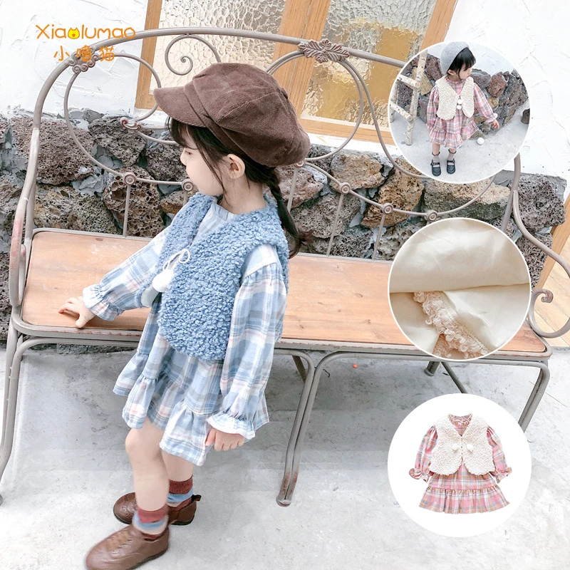 Платье для маленьких девочек осень и зима бархатное платье с длинным рукавом