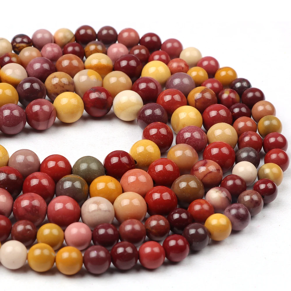 

Natural Gemstone Round Stone Beads Smooth Loose Beads For Jewelry Making DIY Bracelet Necklace Mookaite Beads