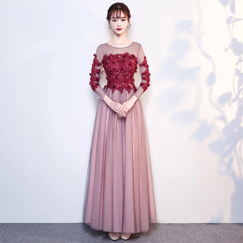 Female Slim Sleeveless Cheongsam Sexy Appliques Mesh Long Evening Party Dress Elegant Stand Collar Qipao Oversize 3XL Vestidos