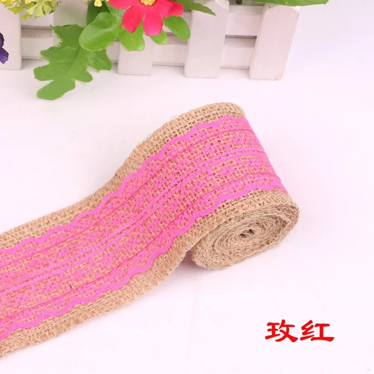 

DIY Handmade Burlap Roll Lace Roll Christmas Decoration Lace Burlap with Lace for Hotel Party Banquet Decoration