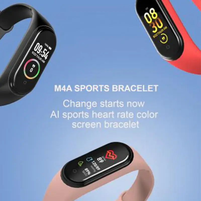 Умный Браслет M4, спортивный браслет, Bluetooth, пошаговый счетчик, водонепроницаемый, легкий, фитнес, цветной экран, сообщение, Push