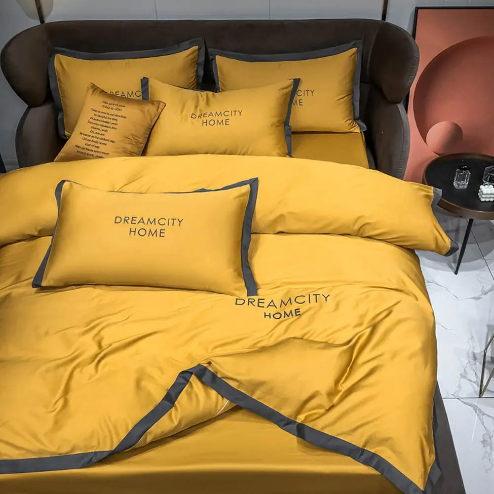 Комплект постельного белья Svetanya однотонное хлопковое белье с вышивкой для отеля