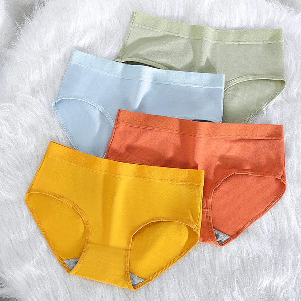

Female Mid-waist Lady Underwear Sexy Underpants Women Simple Panties Soild Color Skin- Friendly Panty