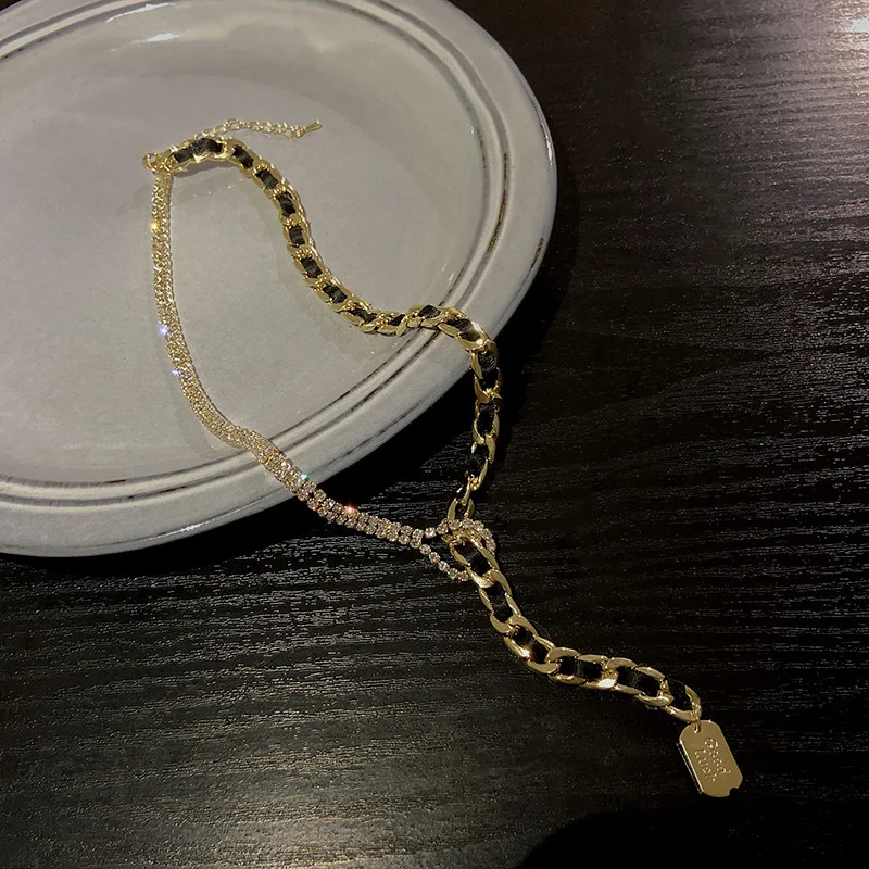 

New diamond necklace hip hop pendant chain Design Exaggerated Retro Titanium Steel Chain Choker Necklace For Women Girls Jewelry