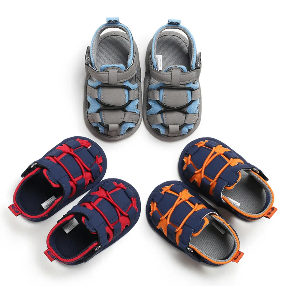 

0-18M Color Patchwork Fashion Soft PU Leather Cloth Baby Sandals Girls Boys Newborn Toddler Buckle Strap Sandals for Prewalker