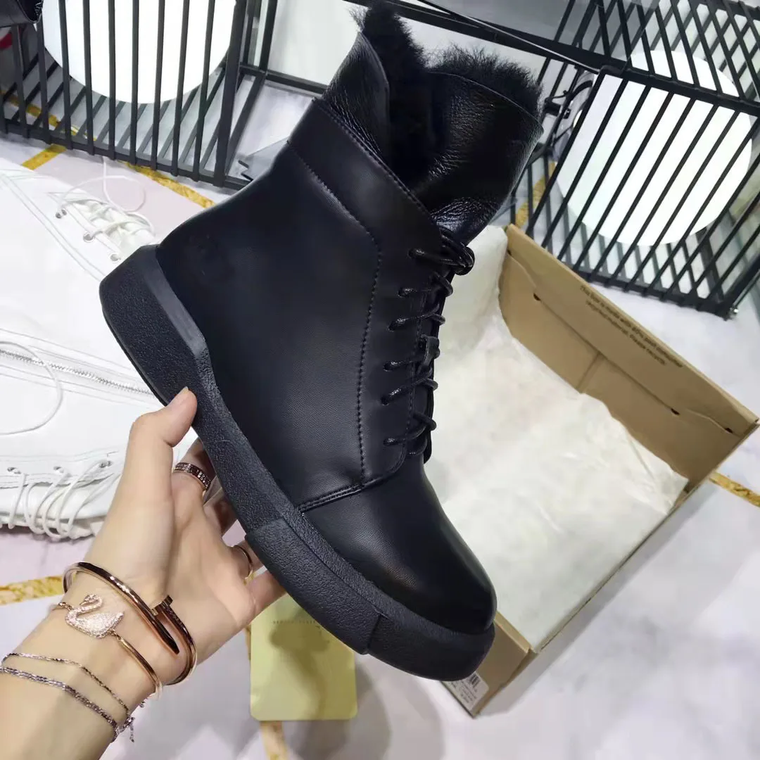 

Vallu winter new high-end leather plain all-match lace-up casual fashion high-top women's boots