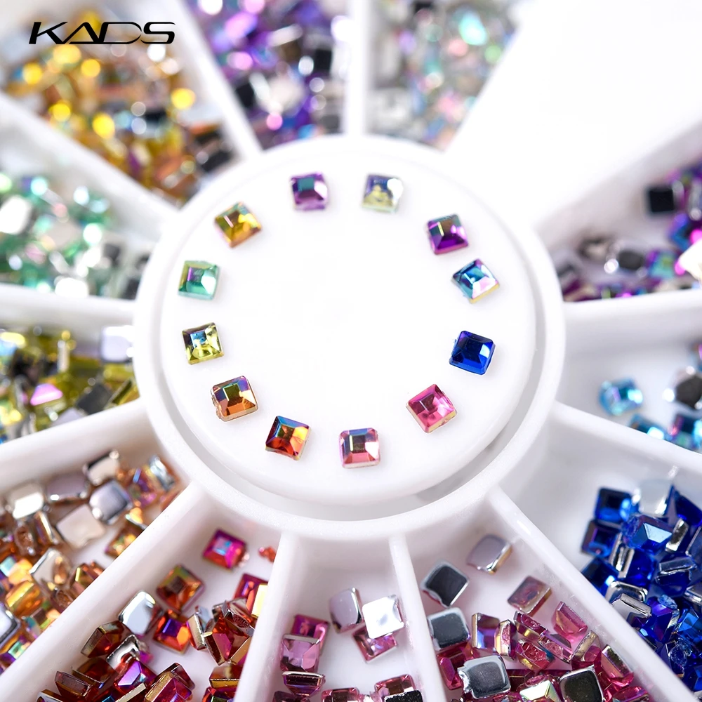 НОВЫЙ AB 2X2 мм Площадь Искусство Ногтей Декорация Горный Хрусталь 600 ШТ. в 12 Цвет