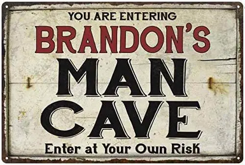 

Brandon'S Man Cave Design Aluminum Metal Sign Wall Art, Print Poster Wall Decoration for Coffee Corner/Cafe/Kitchen