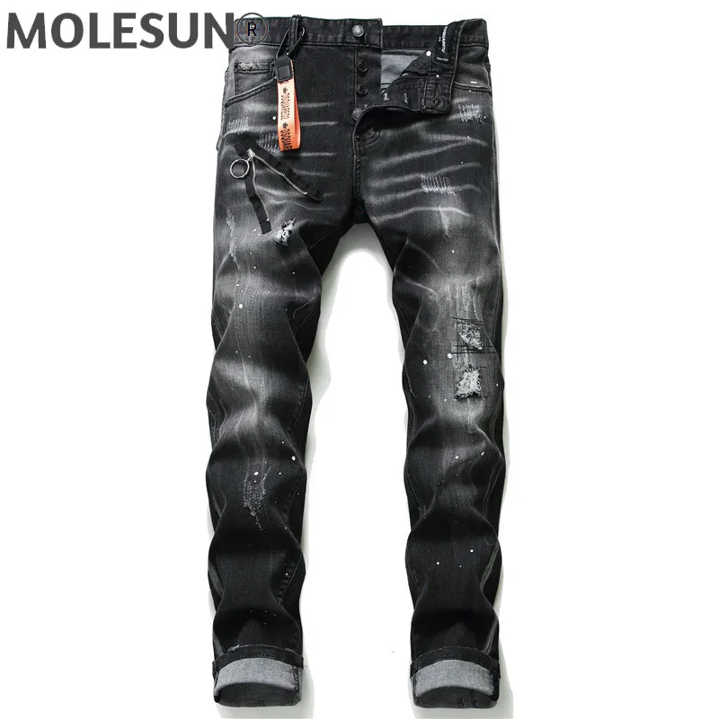 

Европейские американские брендовые джинсы dsq, мужские облегающие джинсовые брюки, мужские черные джинсовые брюки на молнии, синие брюки-кар...