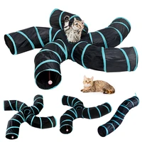 2345 holes practical cat tunnel foldable pet kitty training interactive fun toy tunnel rabbit cat animal game pipe black blue
