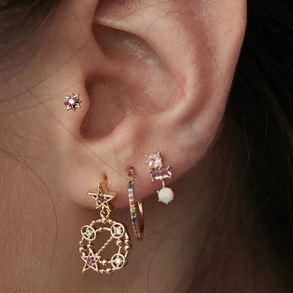 Лидер продаж Женские Висячие серьги со Звездной стрелой ювелирные изделия cz
