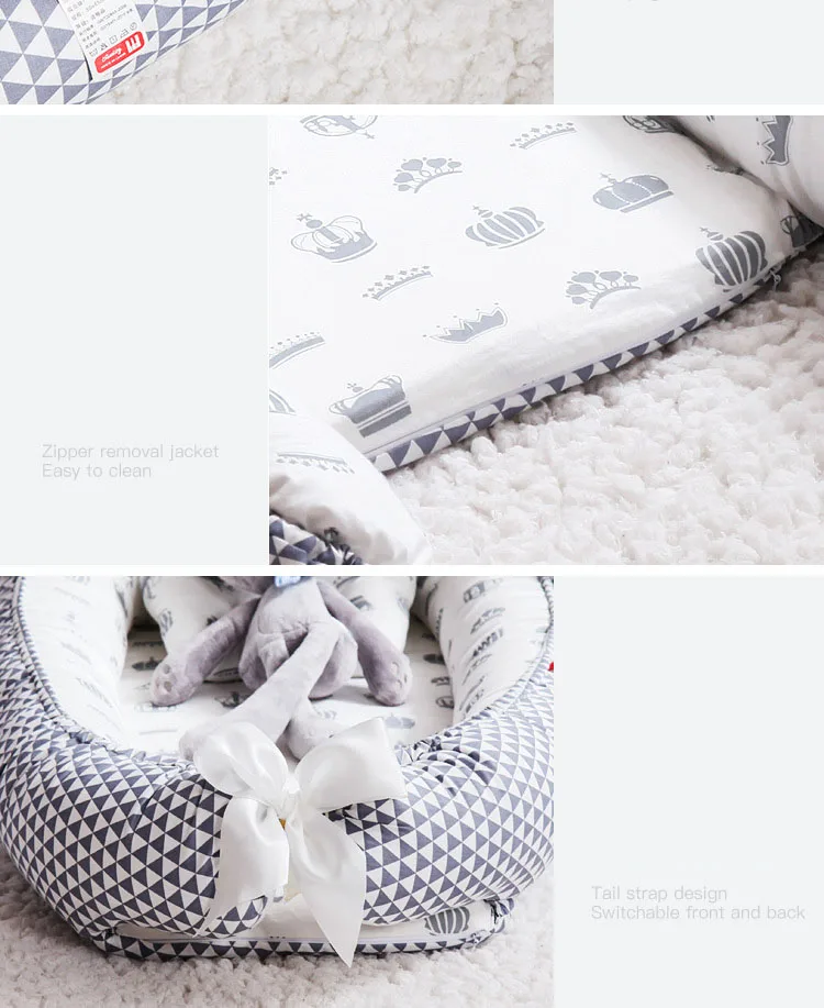 

88*53cm Baby Nest Bed Crib Travel Bed Portable Baby Bed Infant Toddler Cotton Cradle for Newborn Baby Bed Bassinet Bumper