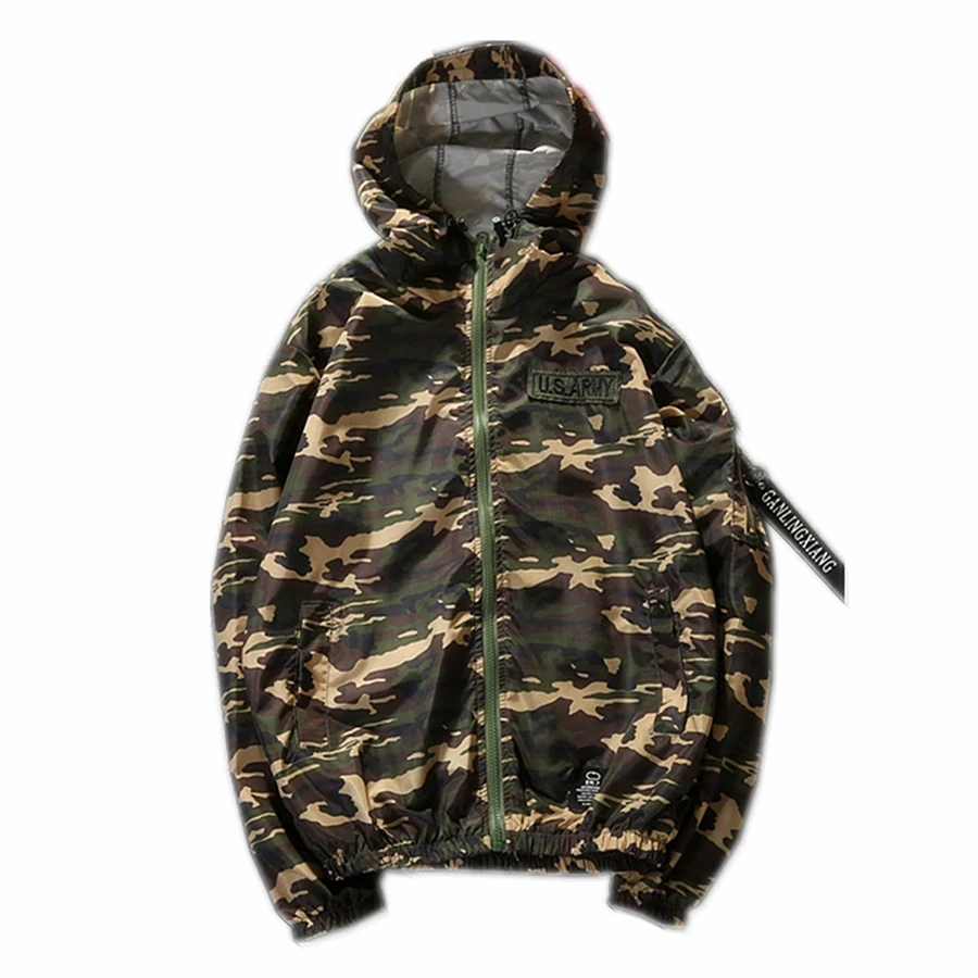 Ветровка куртка весна 2019 летние куртки Мужская толстовка на молнии Jaqueta Camuflada