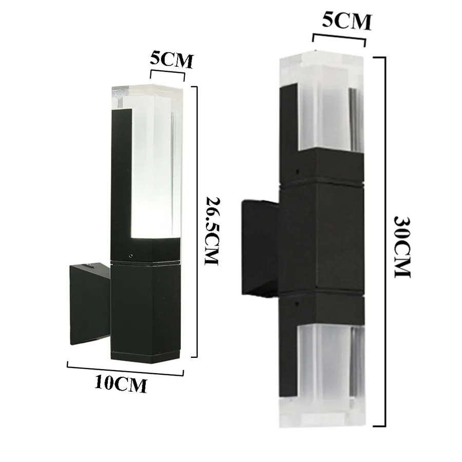 

Waterproof Acrylic Aluminum Up and Down Garden Porch Light Courtyard Villa Corridor Wall Lights LED Modern Outdoor Wall Lamp