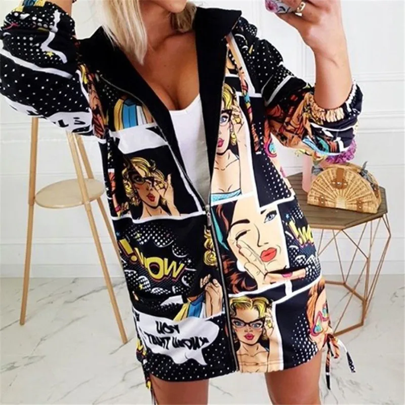 

Fashion Coats and Jackets Women Zipper Baseball harajuku Outwear Long Sleeve Loose Autumn Winter Top Hip hop Ladies Streetwear