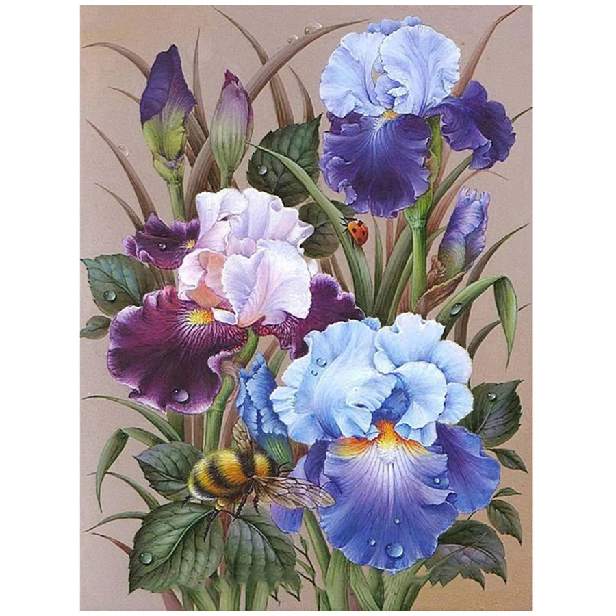 Алмазная 5d вышивка сделай сам с цветами и пчелами 100% алмазная круглая мозаика