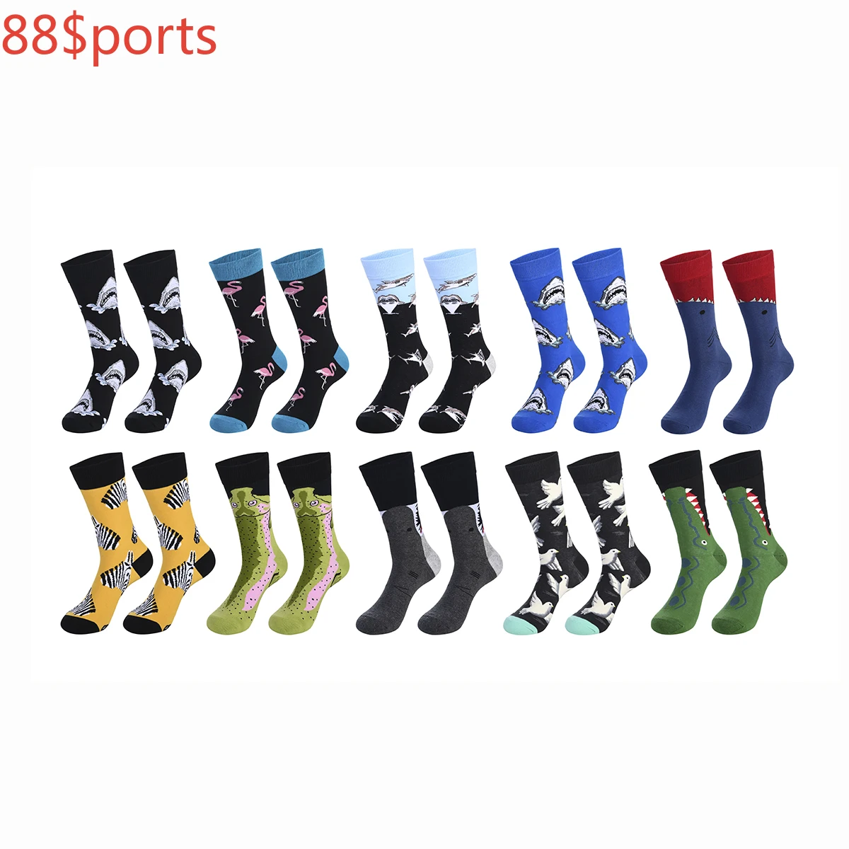 

10 pairs of men's socks Animal cool socks Men's winter thick long skating funny socks tall sports recreational socks colorful