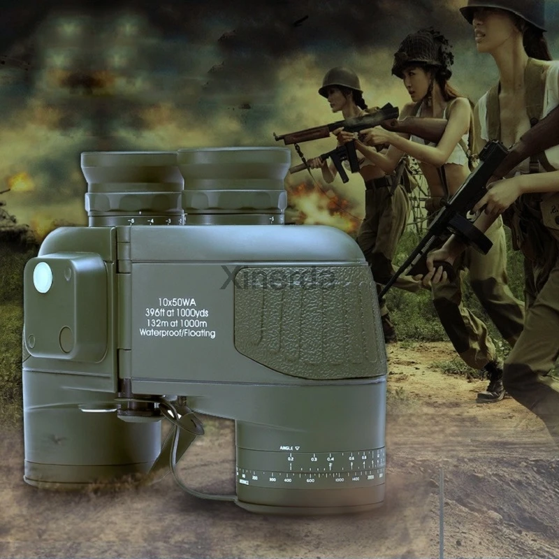 Водонепроницаемый бинокль 10 х50 военный морской телескоп с линзой BAK4 встроенный