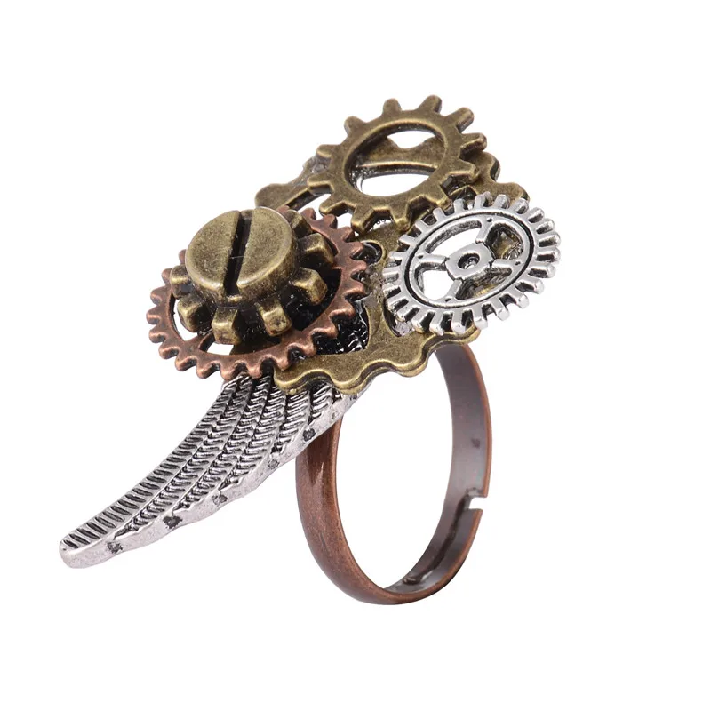 

Splicing Gear Angel Wing Adjustable Vintage Ring for Men Women Steampunk Ring Cool Retro Jewelry Accessories Hot Sale Gril Gift