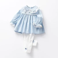 baby girl clothes set 2pcs outfits for 0 4y girls long sleeve spring clothes lace ruffles blue top white pants suit kid girl set