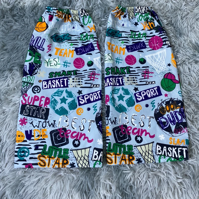 

Light Blue Lady Basketball Letter Abstract Print Long Sock Street Korean Fashion Leg Warmers Harajuku Girl Y2k Cool Leg Warmer