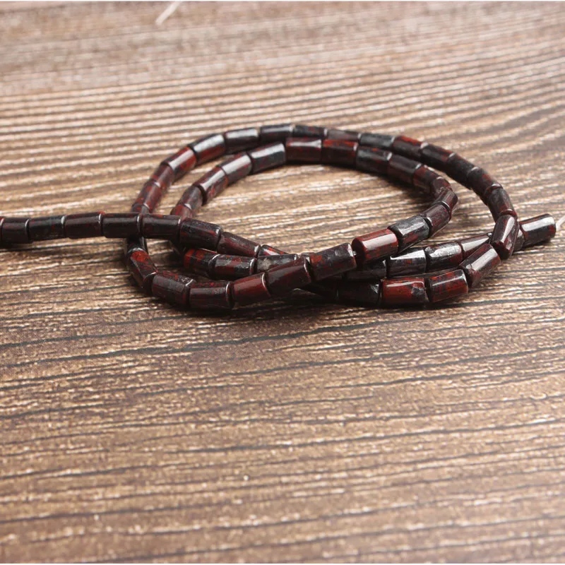 dark red stone Lan Li, модные ювелирные изделия, 6x3 мм, разноцветные натуральные цилиндрические камни, бусины, сделай сам, женский браслет, ожерелье, серьги-гвоздики и аксессуары - Цвет: dark red stone