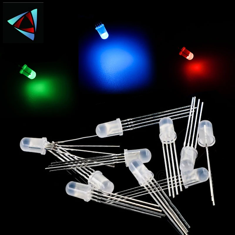 1000PCS Multicolor 4pin 5mm RGB Led Diode Light Lamp diffused Tricolor Round Common Anode Common Cathode LED 5 mm Emitting Diode