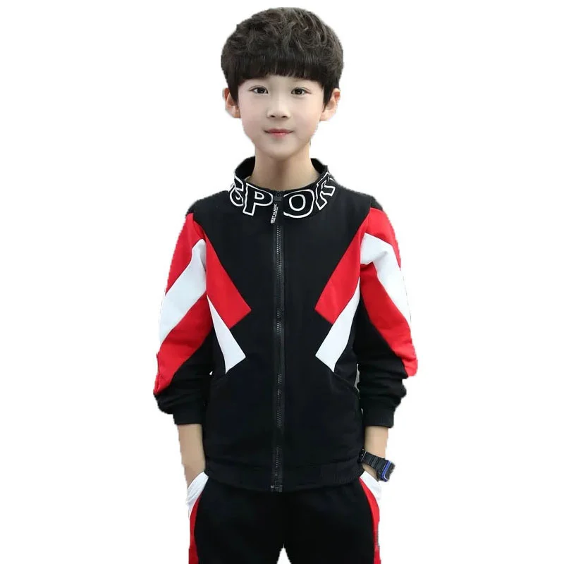 

Spring & Autumn Cotton Blend Boy Sets New 2022 Handsome Slim Patchwork Fashion Movement Casual Three-Piece Children's Clothing