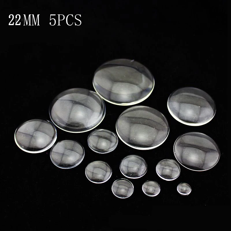 22MM 5PCS 6 мм-50 мм круглый плоский прозрачный стеклянный кабошон с плоской задней частью для подвесного лотка для самостоятельного изготовления ювелирных фотографий высокого качества, промотирование потери денег - Цвет: 22MM 5PCS