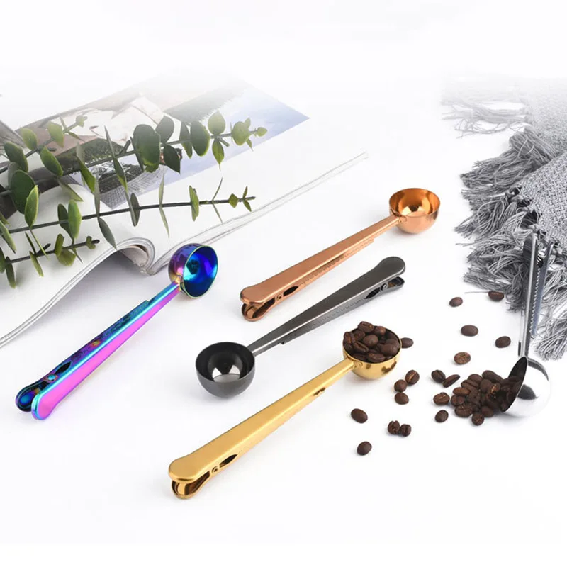 Два в одном джезве для Кофе нержавеющая сталь ложек золото уплотнительный зажим