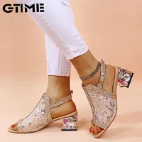 rhinestone high heel shoes womens summer style sandals 2021 fashion bling ladies open toe party shoes sjpae 238